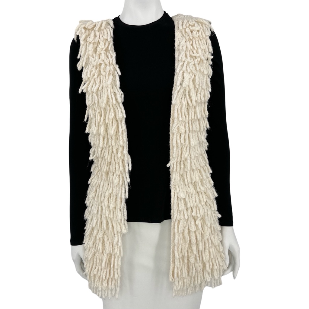 Shaggy Layered Fringe Boho Vest Ivory Color As By Df